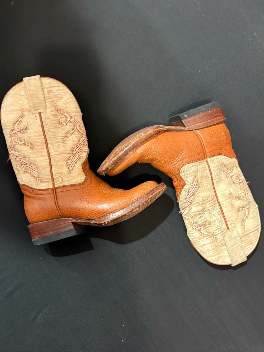Leather Mexican Tan & Cream Western Cowboy Boots size N18